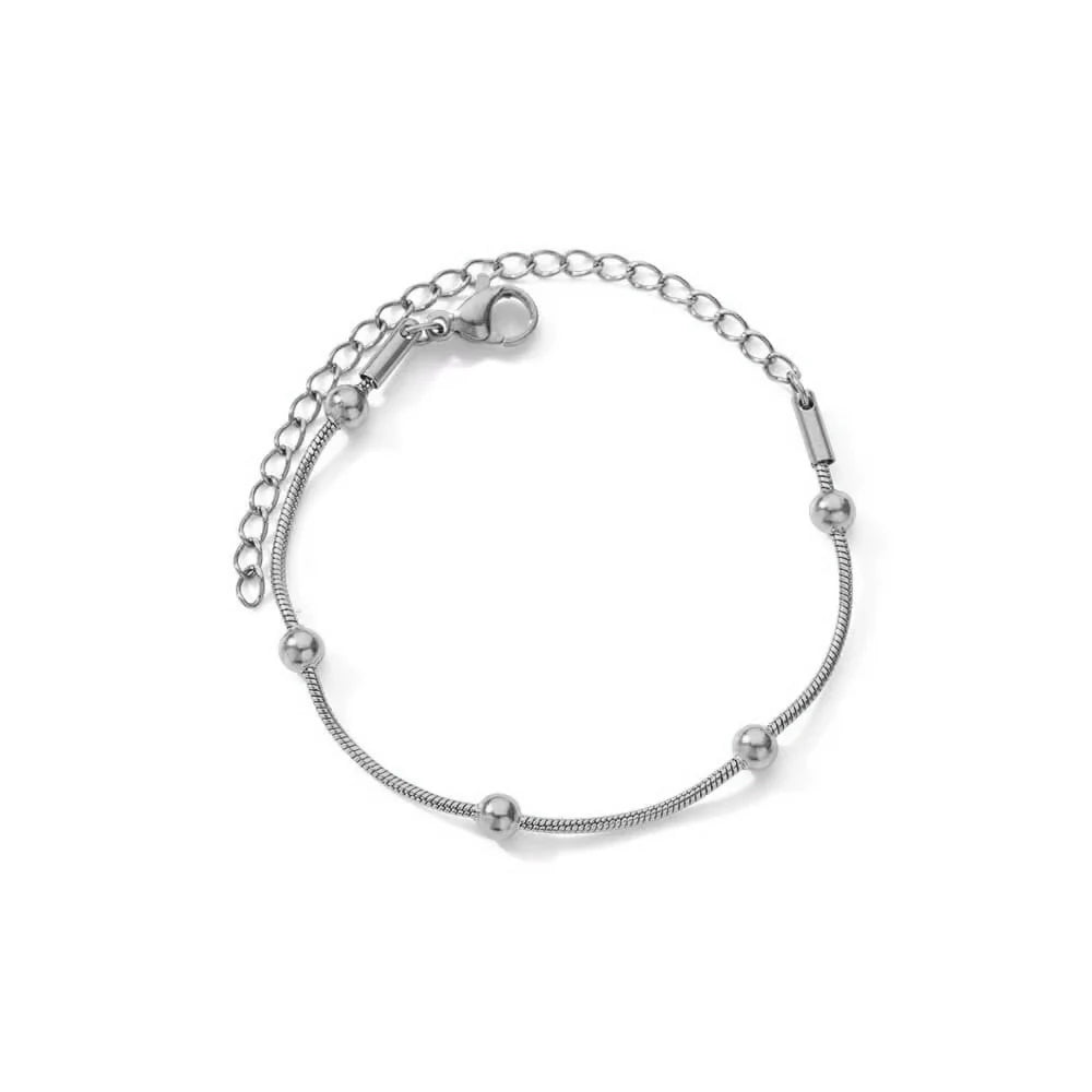Stainless Steel Beaded Round Snake Chain Bracelets For Women Gold Color Geometric Bracelet Luxury Wedding Party Jewelry Gift