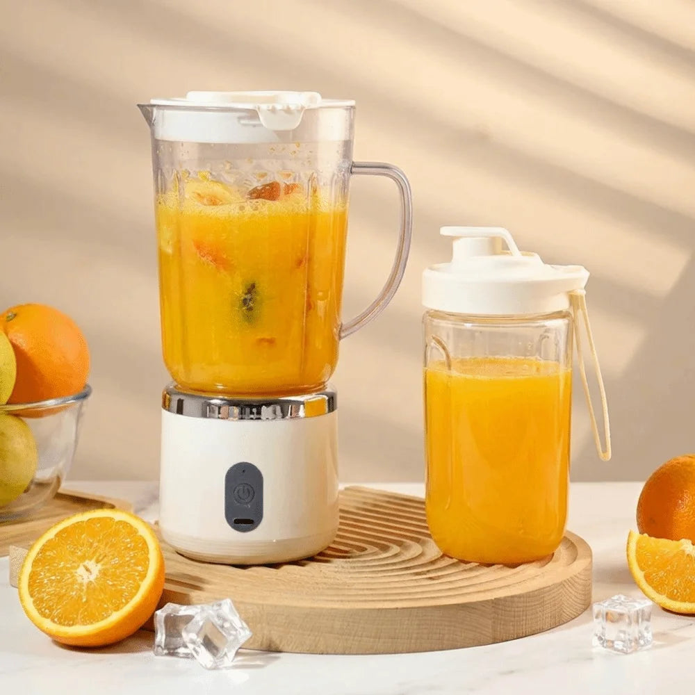 Double Cup Electric Juicer 700Ml Capacity Sharp Blades Portable Juicer Easy Disassemble Compact Size Smoothie Blender Gym Use