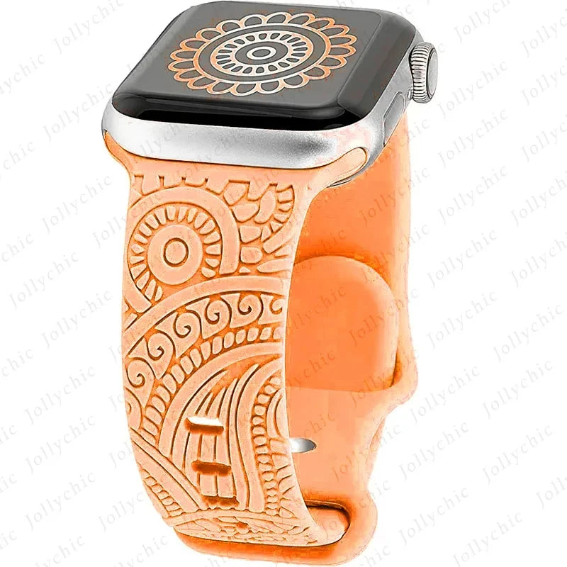 Engraved Band for Apple Watch 44MM 49mm 40mm 41 45mm 38/42mm Leopard Silicone Sport Strap for IWatch Series Ultra 8 7 6 SE 5 4 3