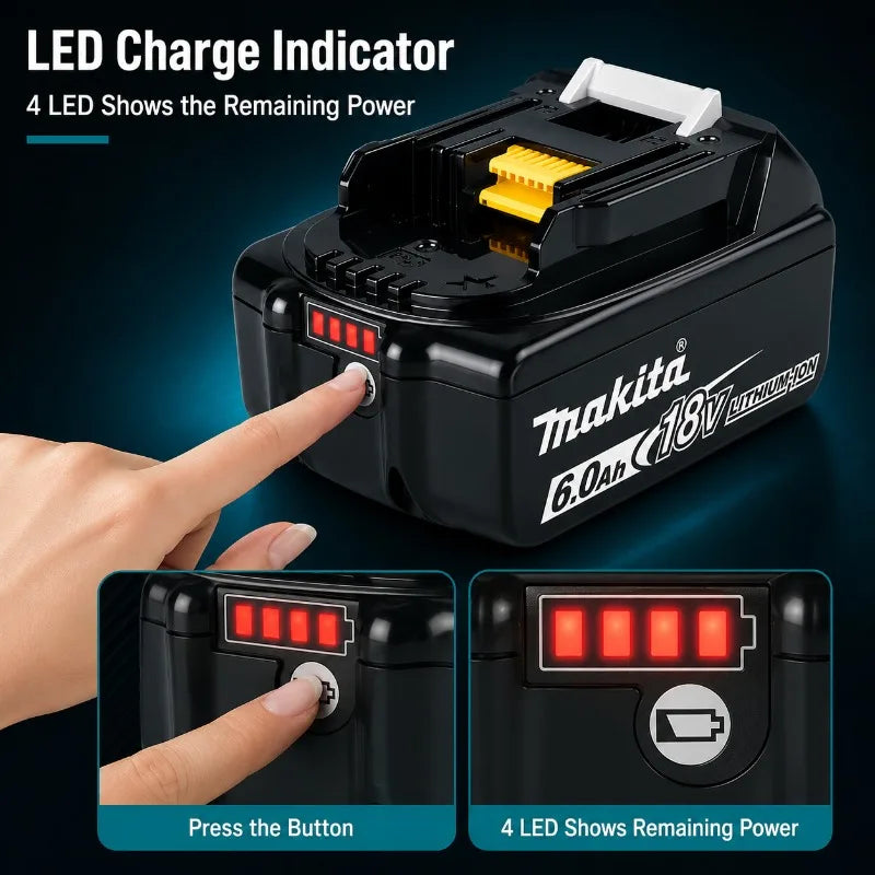 100% Genuine Makita 18V Battery 5Ah 6Ah 9Ah, Replacement for BL1860B BL1850B BL1840 BL1830 BL1815 Power Tool Battery