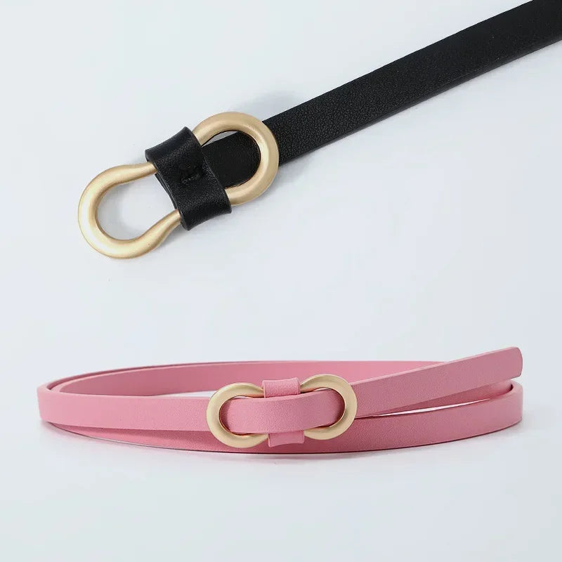 Metal Buckle PU Leather Knotted Belt Long Thin Adjustable Waist Belts Women Female Dress Coat Suit Decoration Straps