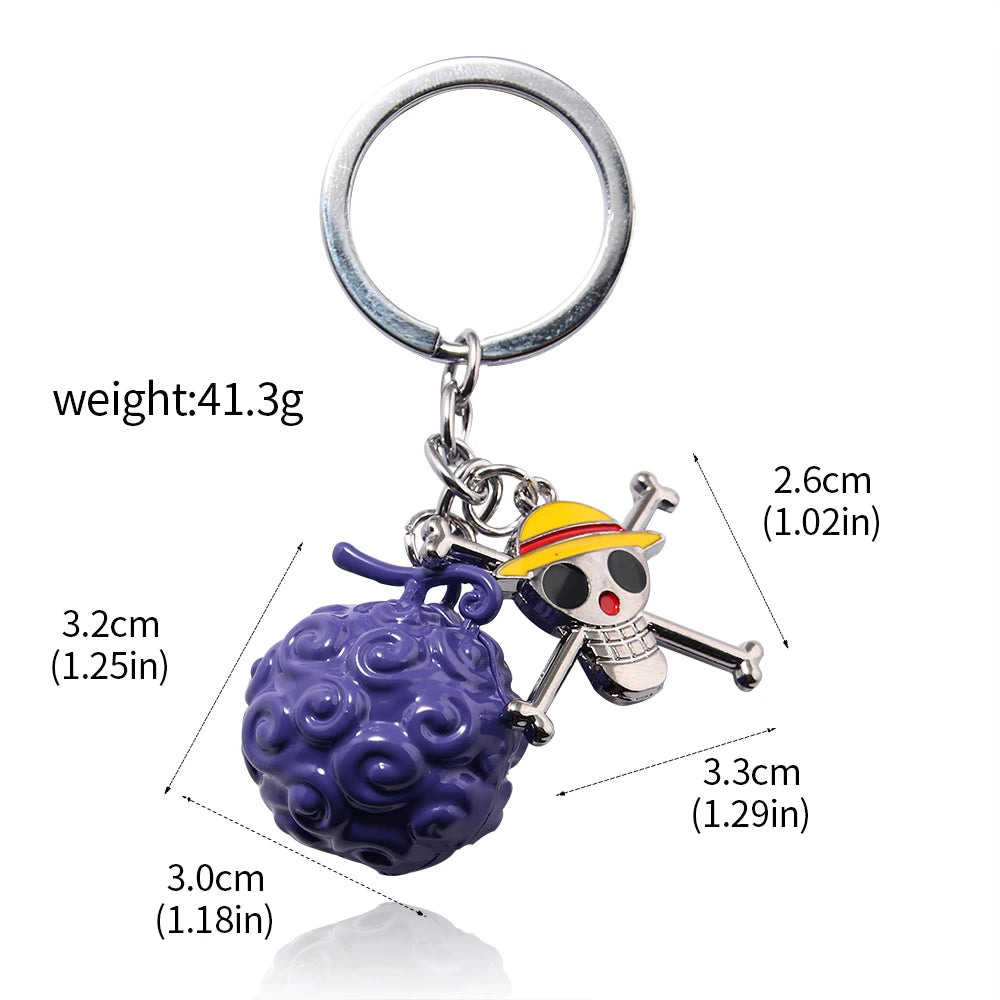 One Piece Luffy Straw Hat Keychain Rotatable Zoro Skull Metal Pendant Role-Playing Decorative Accessories Fan Jewelry Gift