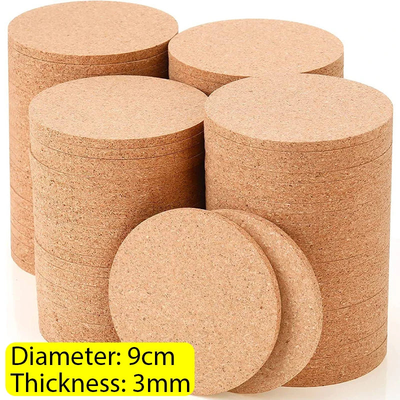 40/1pcs Non-Slip Cork Coasters Natural Round Wooden Cup Mat Heat Insulation Pads Table Decoration Drinks Tea Coffee Holder Cork