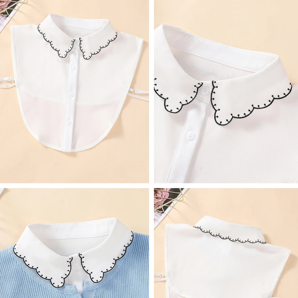 1 Piece of Decorative Fake Collar for Women, Versatile Fake Collar, Exquisite Shirt Fake Collar, Base Layer with Embroidery, Sui