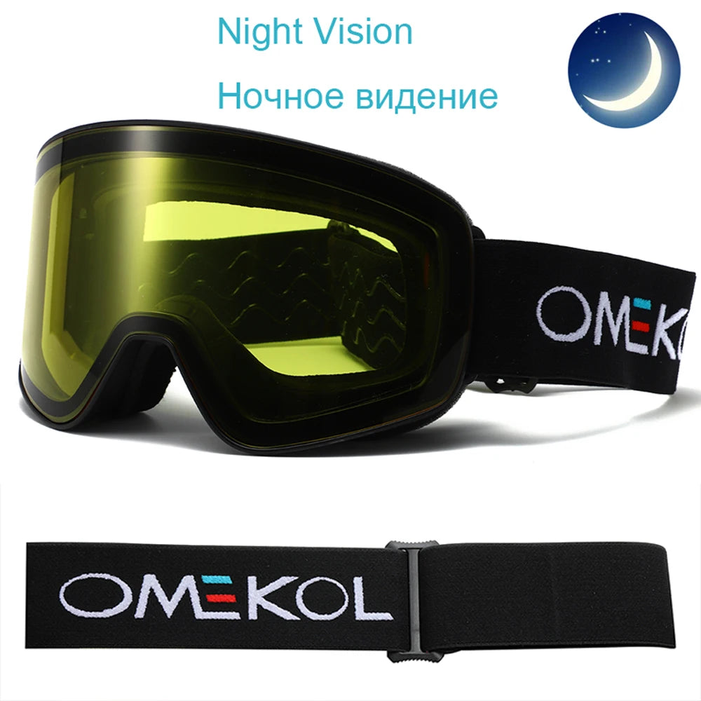 OMEKOL BRAND NEW Double Layers Anti-Fog Ski Goggles Snowmobile Eyewear Outdoor Sport Snow Snowboard Glasses