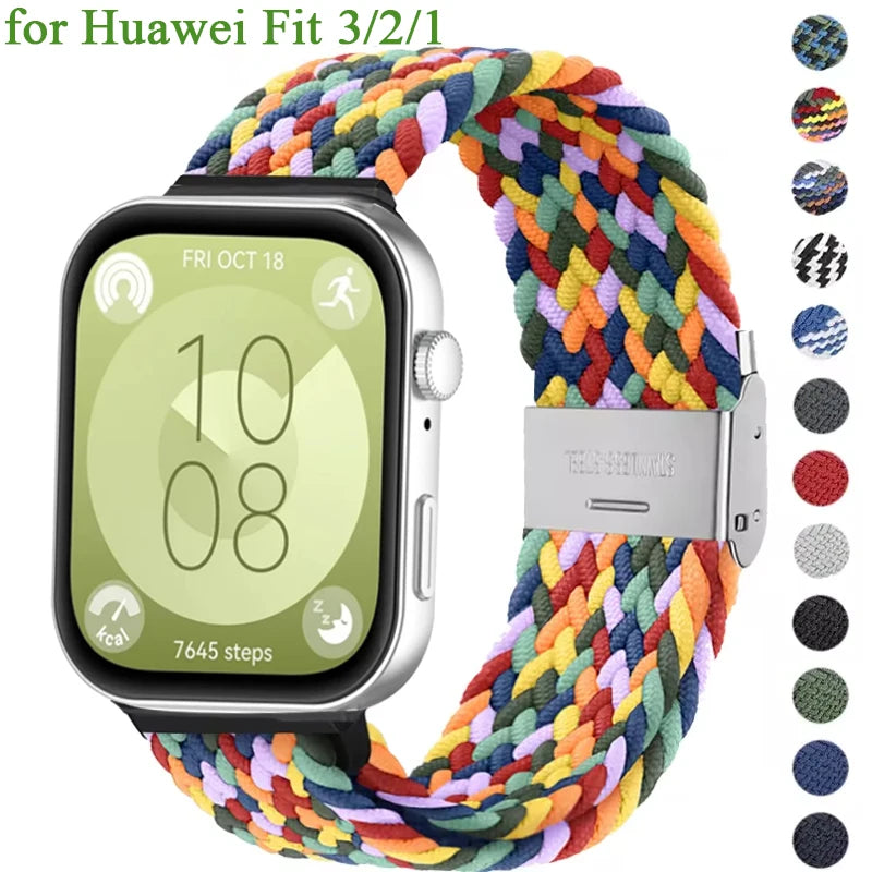 Nylon Braided Watch Strap for Huawei Watch Fit 3 Elastic Loop for Huawei Watch Fit 2 1Adjustable Band Bracelet Metal Connector