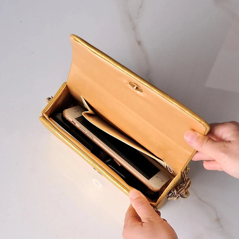 Orange Square Bag PU Fashion Purses and Handbags Luxury Designer Side Shoulder Bag Woman Brand Cell Phone Wallets High Quality
