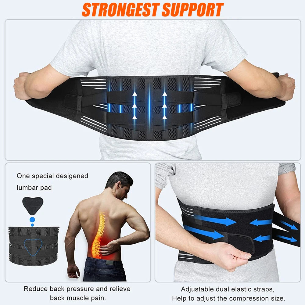 Back Support Belt for Back Pain Relief with Lumbar Pad, Lower Back Brace for Men Women, Anti-skid Lumbar Support for Sciatica