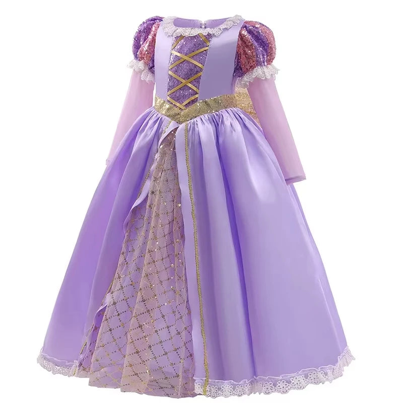 Rapunzel Princess Dress for Girls Tangled Cosplay Costume Kids Halloween Christmas Carnival Birthday Party Fancy Clothes