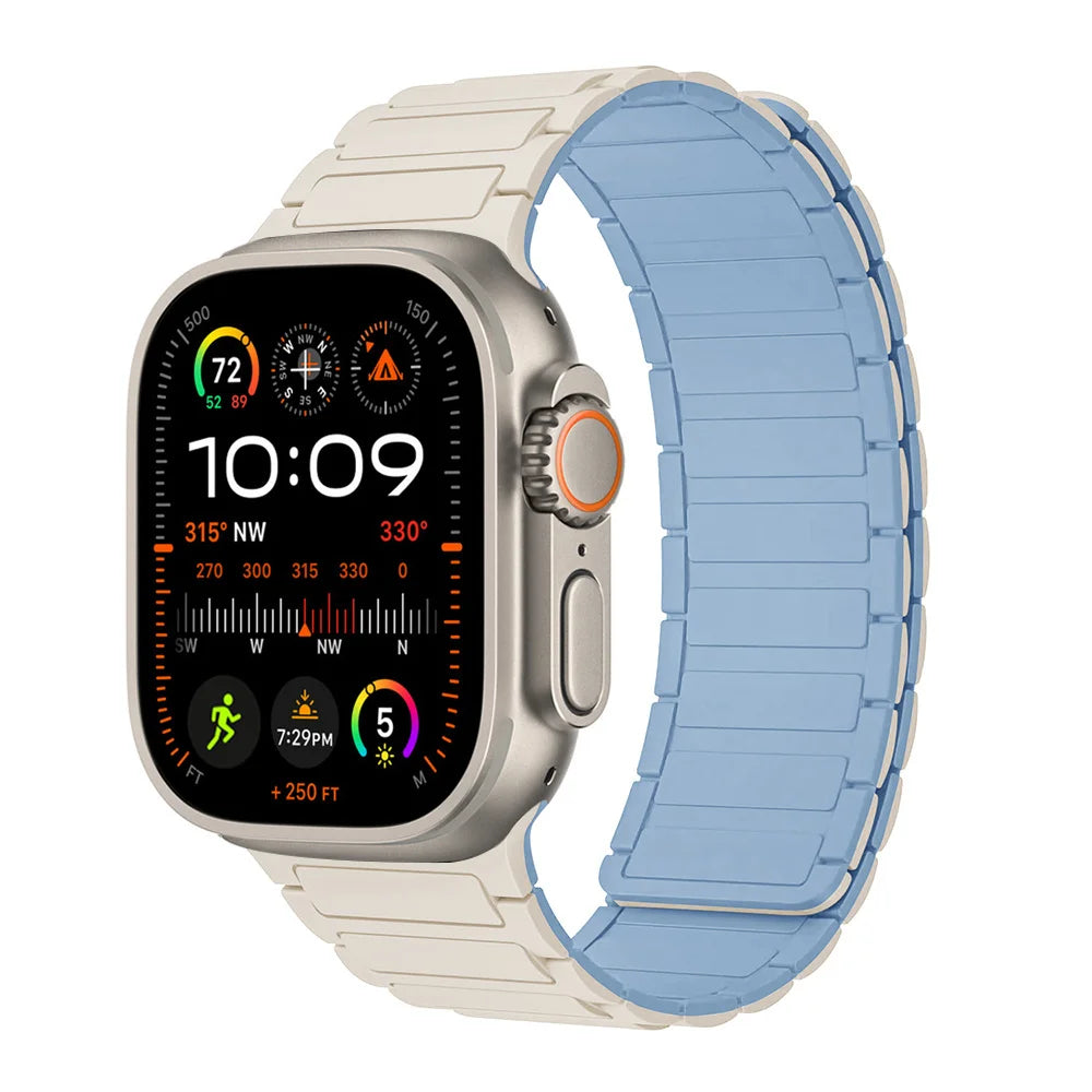 Magnetic Strap for Apple Watch Band 45mm 44 mm 40mm 46mm 41mm 42mm 38 Silicone Bracelet iWatch Series 8 7 6 Se 9 10 Ultra 2 49mm