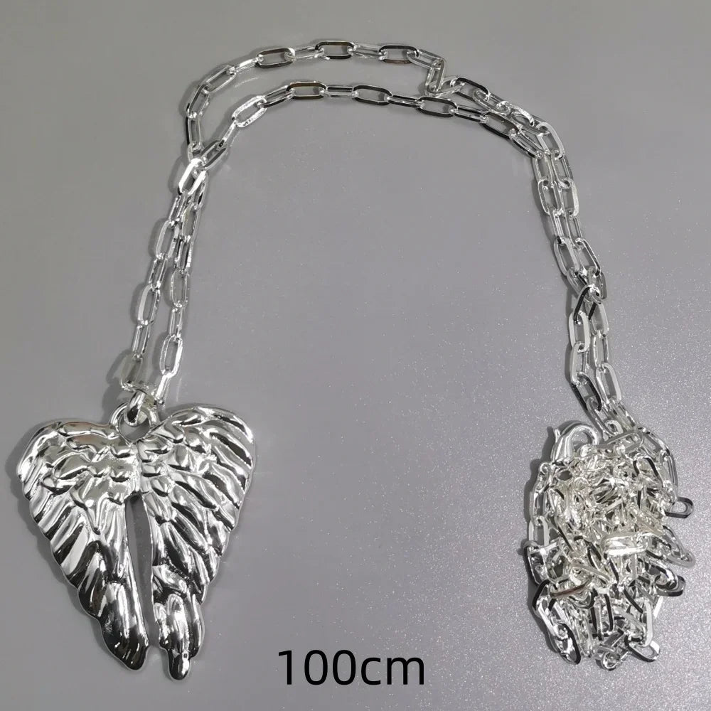 European and American style long sweater chain, angel wing pendant, personalized street women's necklace