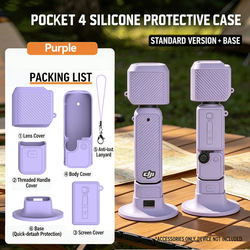 New Silicone Protective Case Set for DJI Pocket 4 Scratch-resistant Shock-resistant Protective Case for Camera Shell Accessories