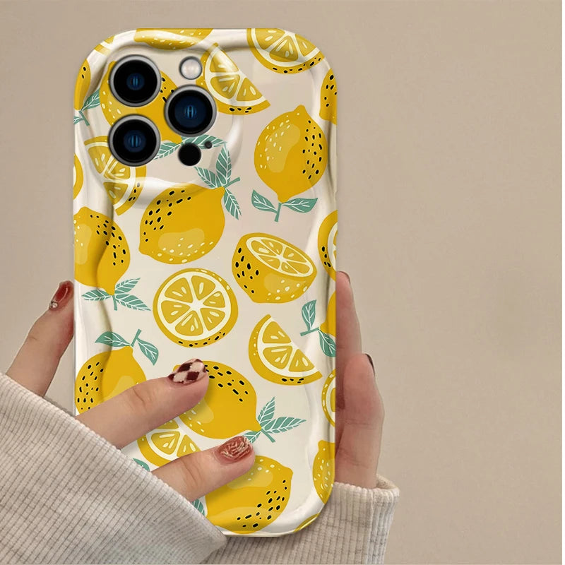 Summer Fruit Lemon Flower 3D Clear Case For iPhone 18 17 16 16E 15 14 13 12 11 Pro Max X XS XR 17 Air Silicone Cover