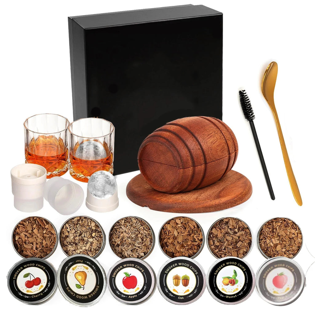 Whiskey Smoker Kit with Wood Chips-6 Flavors Old Fashioned Drink Smoker Infuser for Cocktails Birthday Bourbon for Gifts