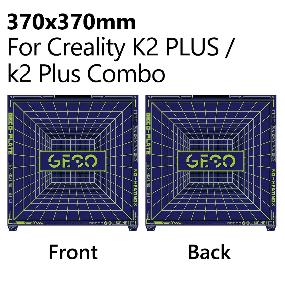 JUUPINE GECO PLA Plate For Bambu Lab Build Plate H2D/H2S/P2S/X1/P1/A1/K2 PLUS/Centauri Carbon Upgrades Cold Plate Super Adhesion