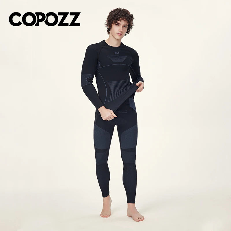 COPOZZ Men Women Ski Thermal Underwear Sets Sports Quick Dry Tracksuit Fitness Workout Exercise Tight Shirts Jackets Sport Suits