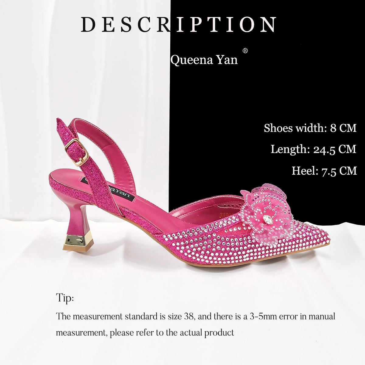 QueenaYan Elegant African-Inspired Evening Shoes and Handmade Clutch Set Pointed Toe High-Heel Women's Footwear and Matching Bag