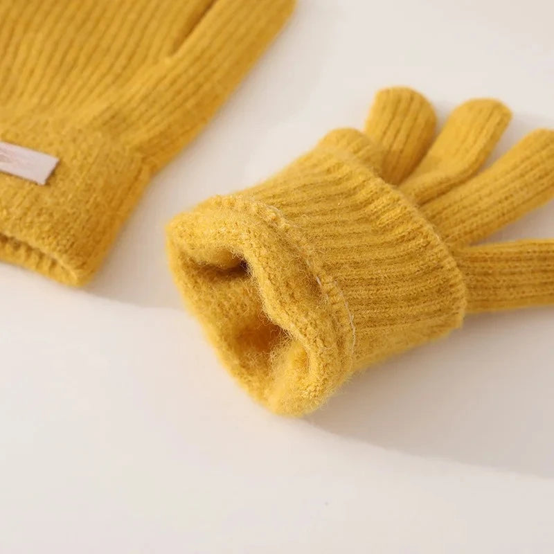 AA Gloves Autumn WinterTouch Screen Gloves Skiing Riding Work Full Finger Mittens Solid Color Warm Knitted Gloves Sport Cycling