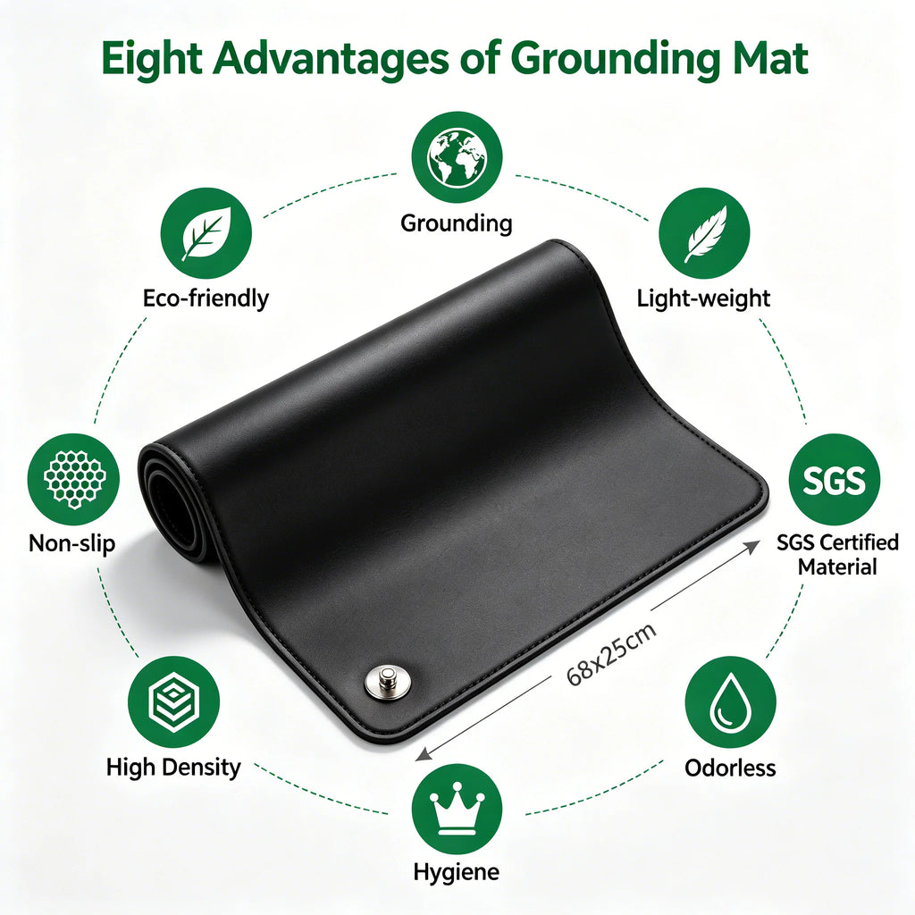 68x25cm PU Leather Grounding Mat Earthing Pad EMF Protection Sleep Support Stress Relief Pain Relief Anxiety Relief for Home Pro
