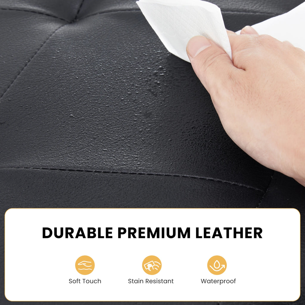 JHK 43 Inches Leather Folding Ottoman Storage Footstool Toy Box Bedroom Bench Load 660 lbs Foot Rest Stool For Living Room