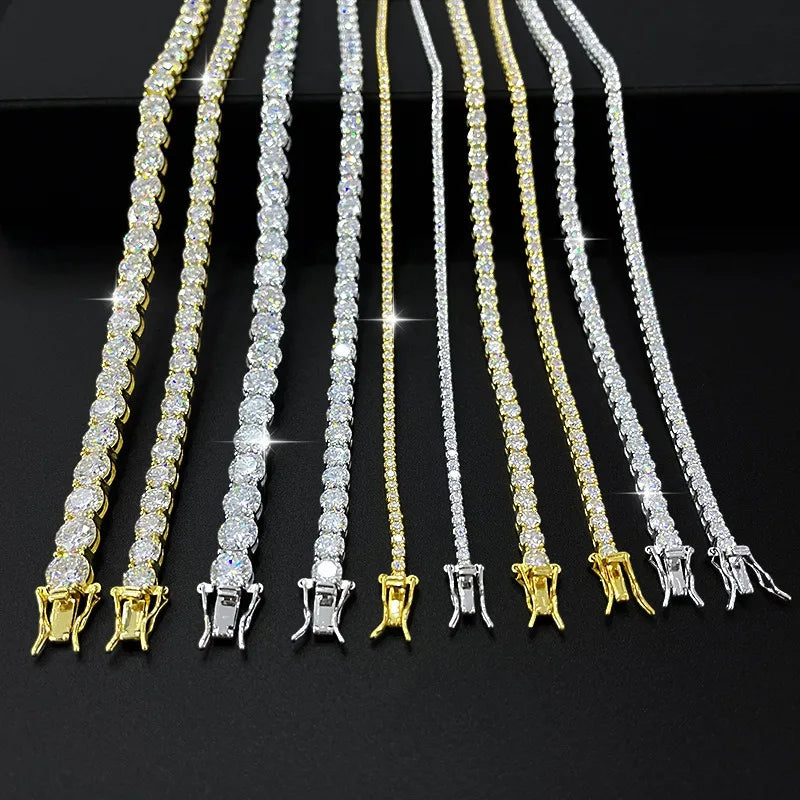 New D VVS1 925 Sterling Silver Moissanite Tennis Necklace Original with GRA Bracelets for Women Man Sparkling Party Jewelry