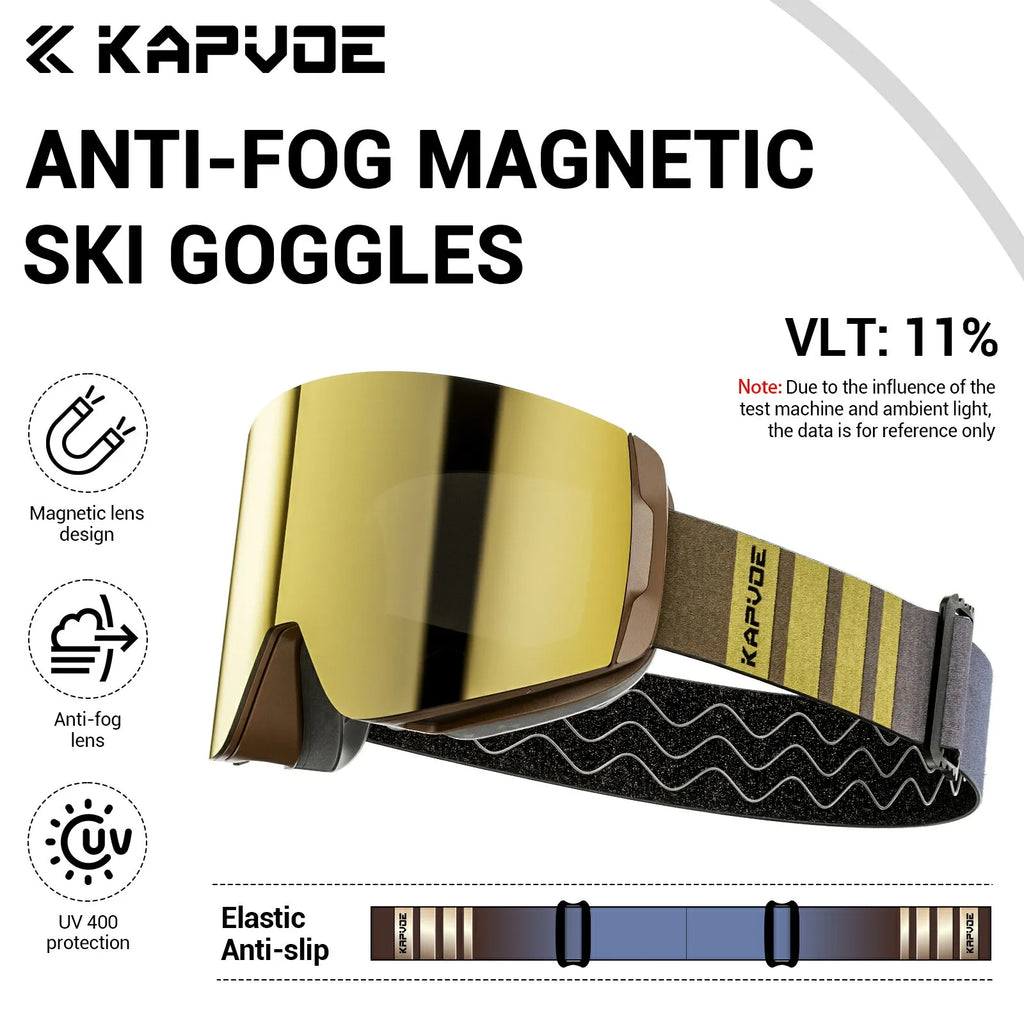KAPVOE Magnetic Snow Goggles Double Layer Anti-Fog UV Protection for Skiing Snowboarding High-definition Clarity Unisex Skiing