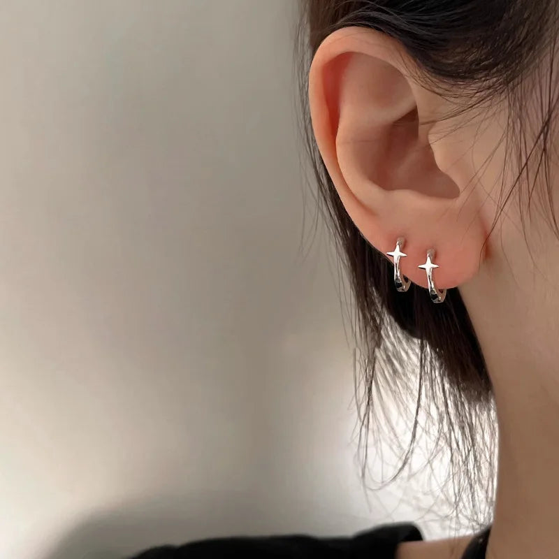 925 Sterling Silver Star Earring for Women Girl Personal Originality Trend Hip Hop Neutral Jewelry Gift Dropshipping