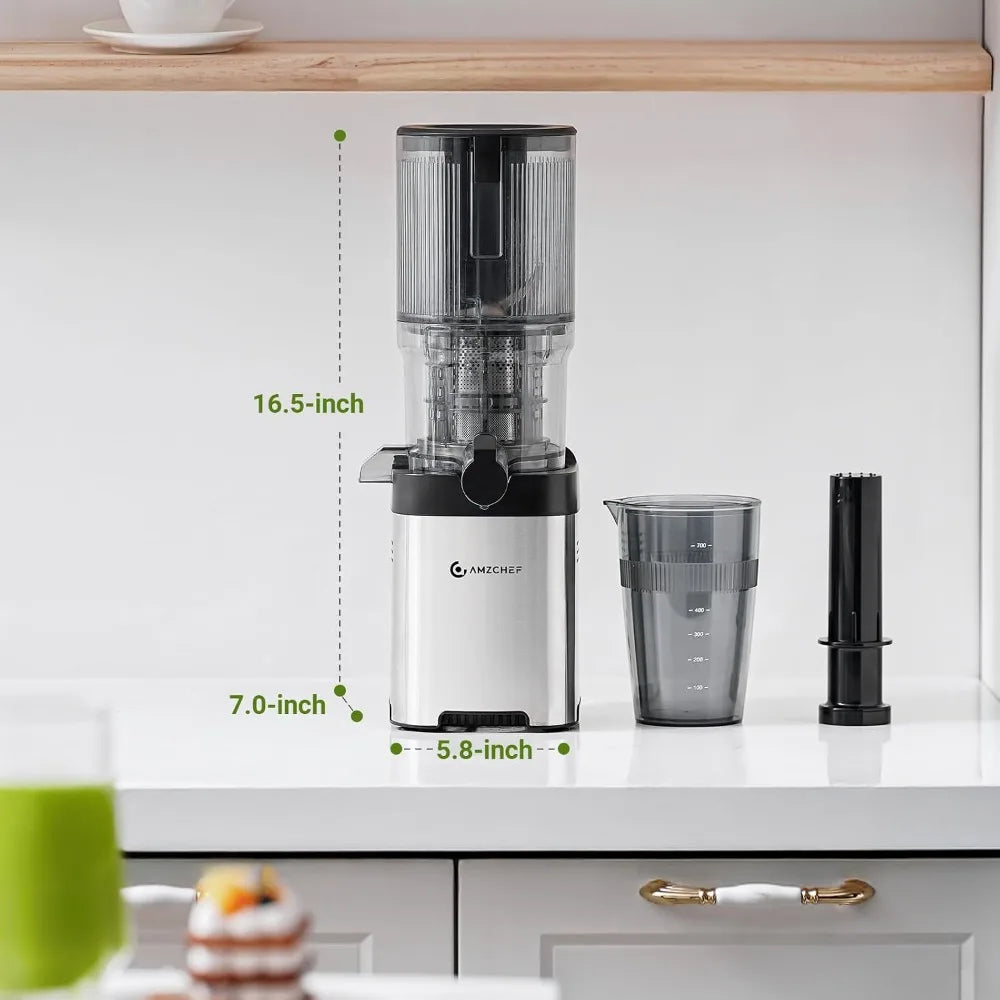 5.4" Wide Chute Cold Press Juicer, Auto-Cutting, 60RPM Slow Masticating, High Juice Yield, Easy Clean
