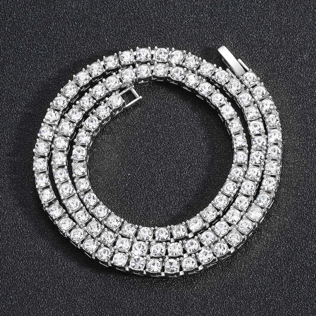 4MM 5MM Bracelet Necklace for Women Men Iced Out Tennis Chain Fashion Hip Hop Chain Jewelry for Men Necklace Accessories