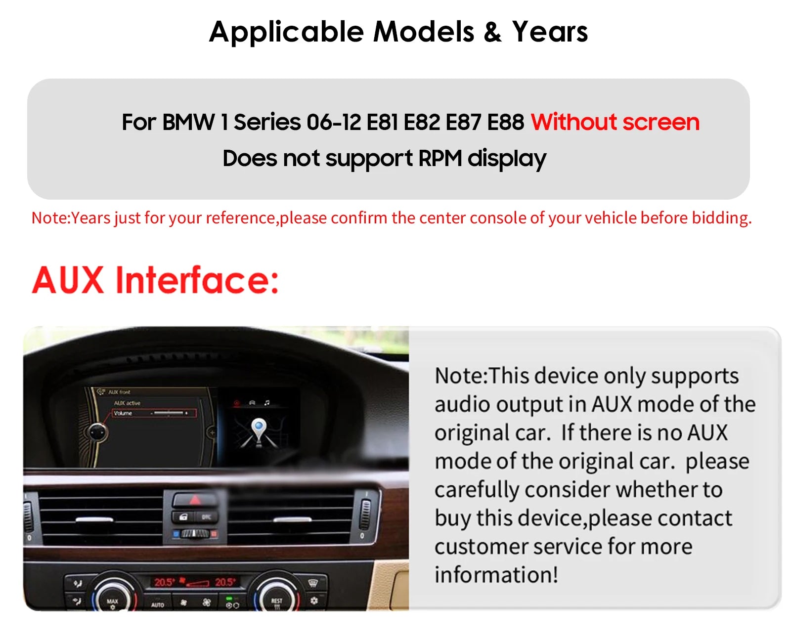 10.25" Smart Car Systems for BMW 1 Series 06-12 E81 E82 E87 E88 Without Screen with Support Wireless Carplay Android Auto RDS BT