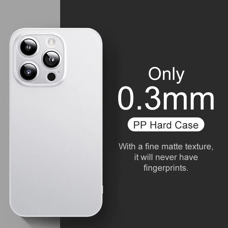 0.3mm Ultra Thin Matte Case For iPhone 16 15 14 13 12 mini 11 Pro XS Max X XR 7 8 Plus 16e Translucent Hard Frosted Cover Fundas