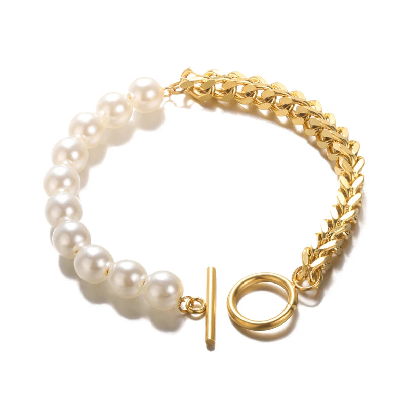 Stainless Steel Beaded Round Snake Chain Bracelets For Women Gold Color Geometric Bracelet Luxury Wedding Party Jewelry Gift