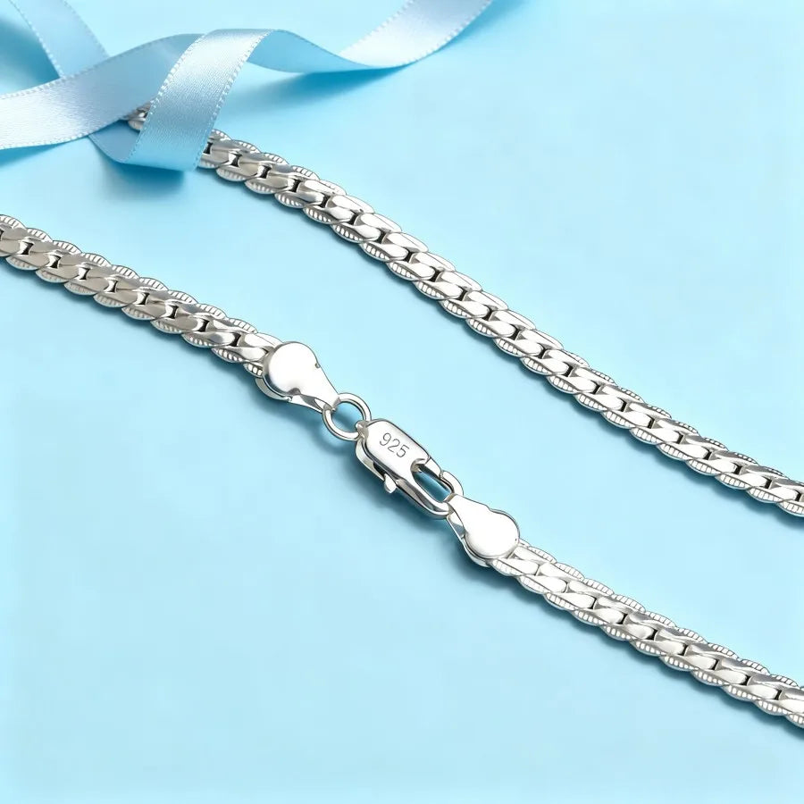 KCRLP 925 Sterling Silver 6mm Side Chain 8/18/20/22/24 Inch Necklace For Woman Men Fashion Wedding Engagement Jewelry Gift