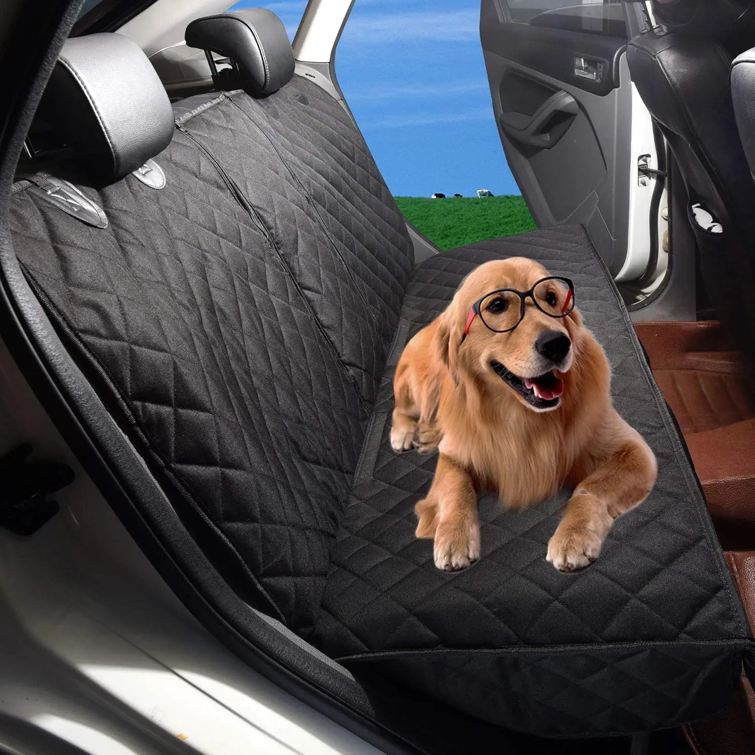 Dog Seat Cover for Cars, Waterproof Bench Seat Protector Nonslip Soft Pet Back Seat Cover for Trucks SUV