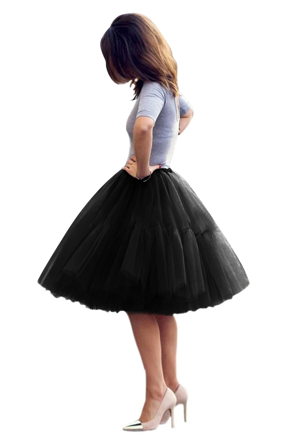 Royal Blue Multi-Layers Tutu Skirts 2024 Midi Tulle Petticoat Women's Underskirt Summer Belly Dance Cosplay Bridal Accessories