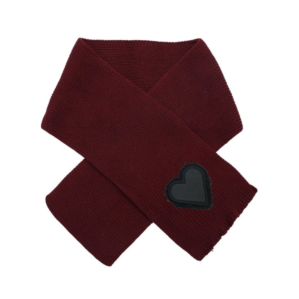 Winter Cotton Knitted Beanies Leather Heart Outdoor Hat Children Hats Personality Table hats girl hat boy hat