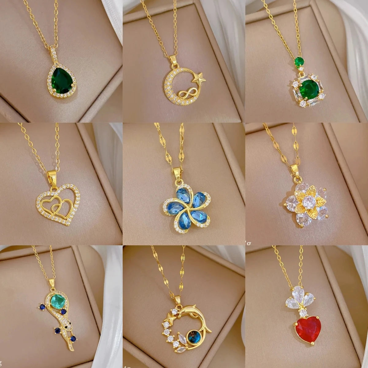 Fashionable Luxury Micro-Set Zircon Copper Pendant Necklace for Women Stylish Personality Versatile Stainless Steel Choker Jewel