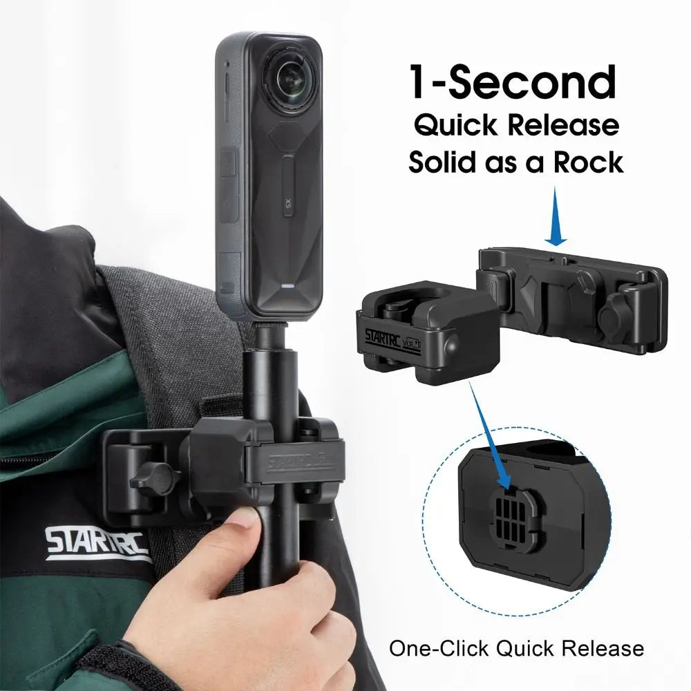 Quick Release Selfie Stick Holster Adjustable Hands-free Backpack Belt Camera Holder 2-IN-1 Stable for Insta360/DJI
