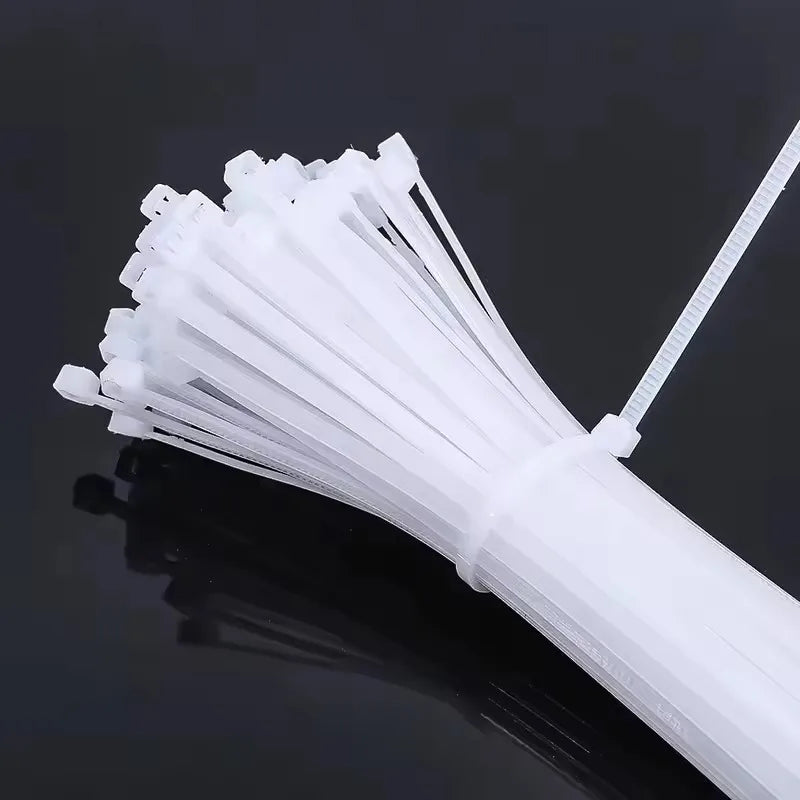 100 PCS Self-locking Plastic Nylon Tie Black Fastening Strap Cable-Tie-Set Cable Zip Tie Fastening Ring Zip Wraps Strap Tie
