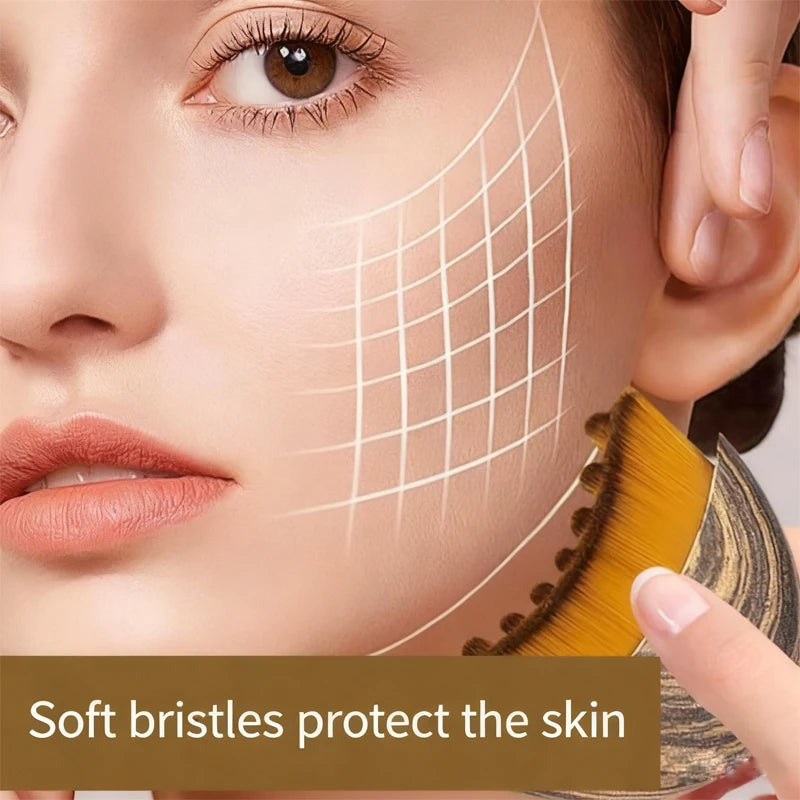 Lymphatic Contour Face Brush Dry Facial Brush Soft Bristles Contoured Lymphatic Massage Tool Home Spa Gentle Exfoliation Brush