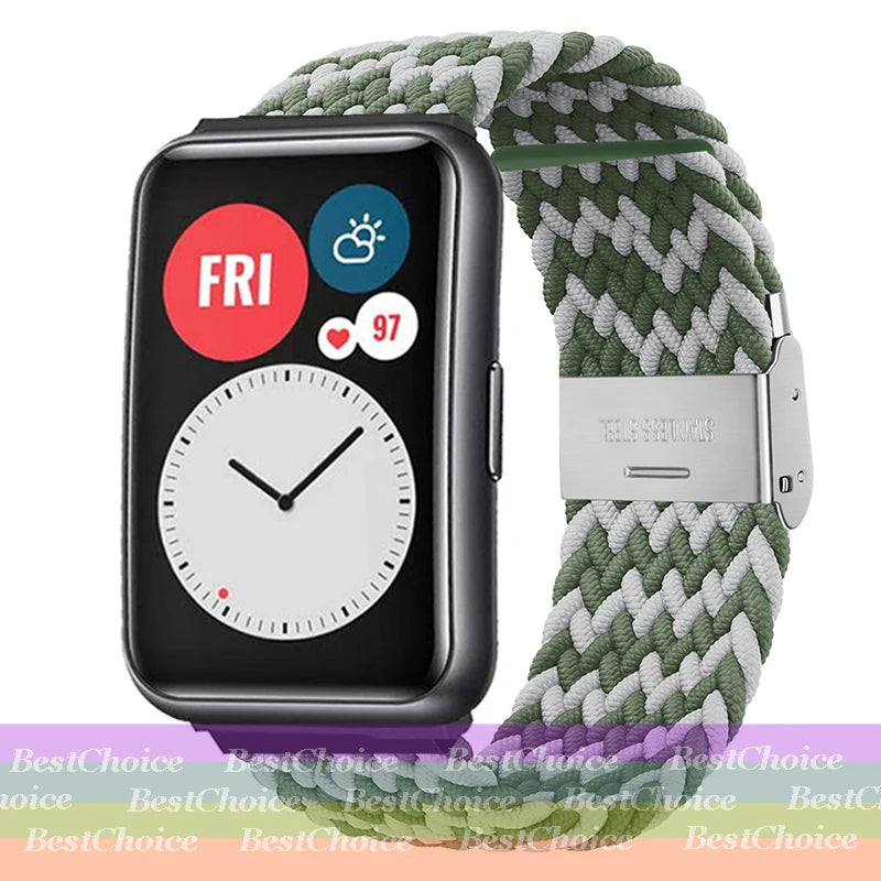Nylon Braided Watch Strap for Huawei Watch Fit 3 Elastic Loop for Huawei Watch Fit 2 1Adjustable Band Bracelet Metal Connector