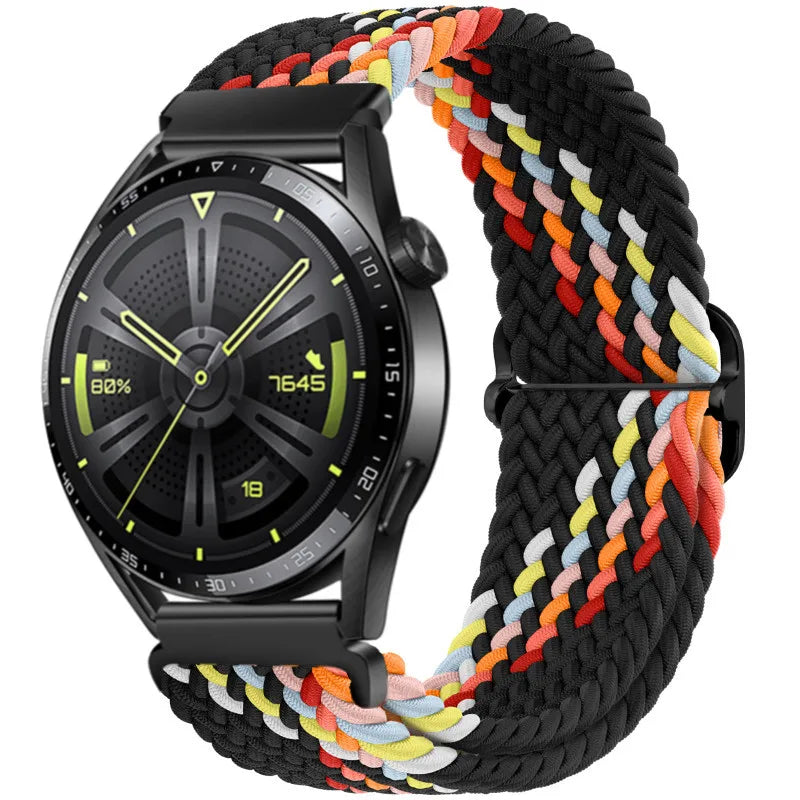20mm 22mm Braided Solo Loop Strap For Samsung Watch 5/4/3 Active 2/Huawei Watch 3/GT Nylon Elastic Bracelet Amazfit GTR/GTS Belt