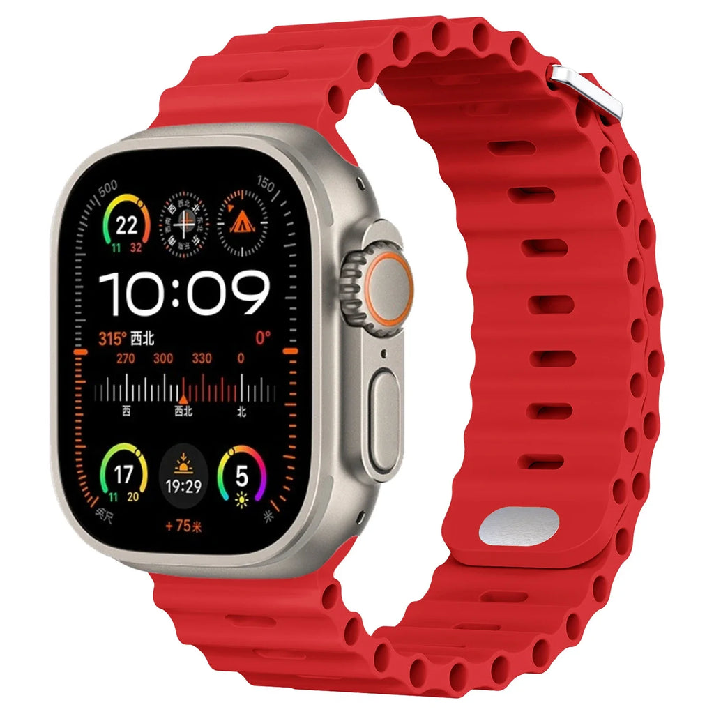 Ocean Silicone Strap For Apple Watch UItra 3 1 2 49mm 10 9 8 7 11 46mm 42mm 45mm 41mm Bracelet Wristband iWatch 6 5 4 SE3 44mm