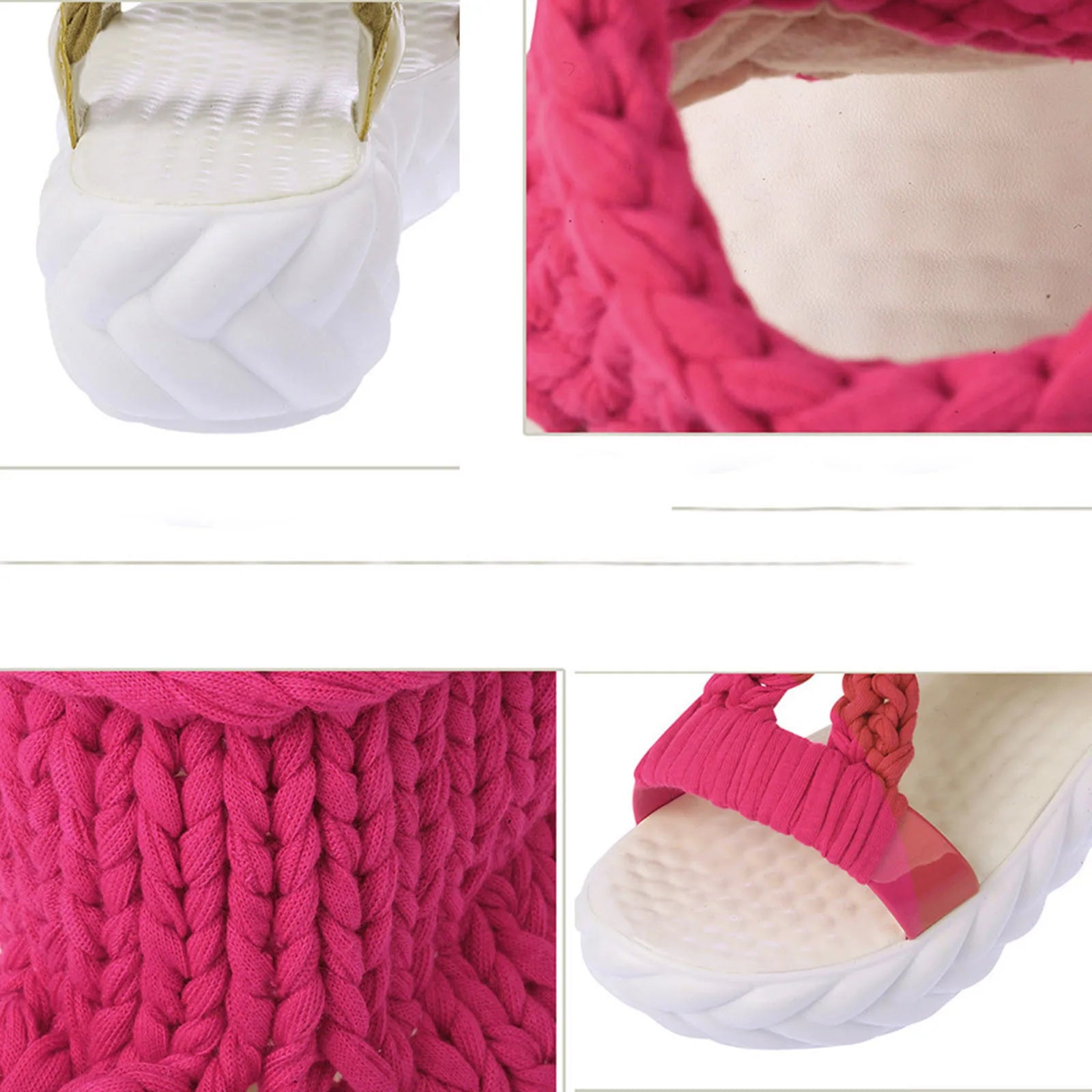 Sandals Women's Braided Knit O-Ring Fashion Platform Summer Gladiator Sandals Shoes Thick Heels Ladies Casual Sandalias Shoes