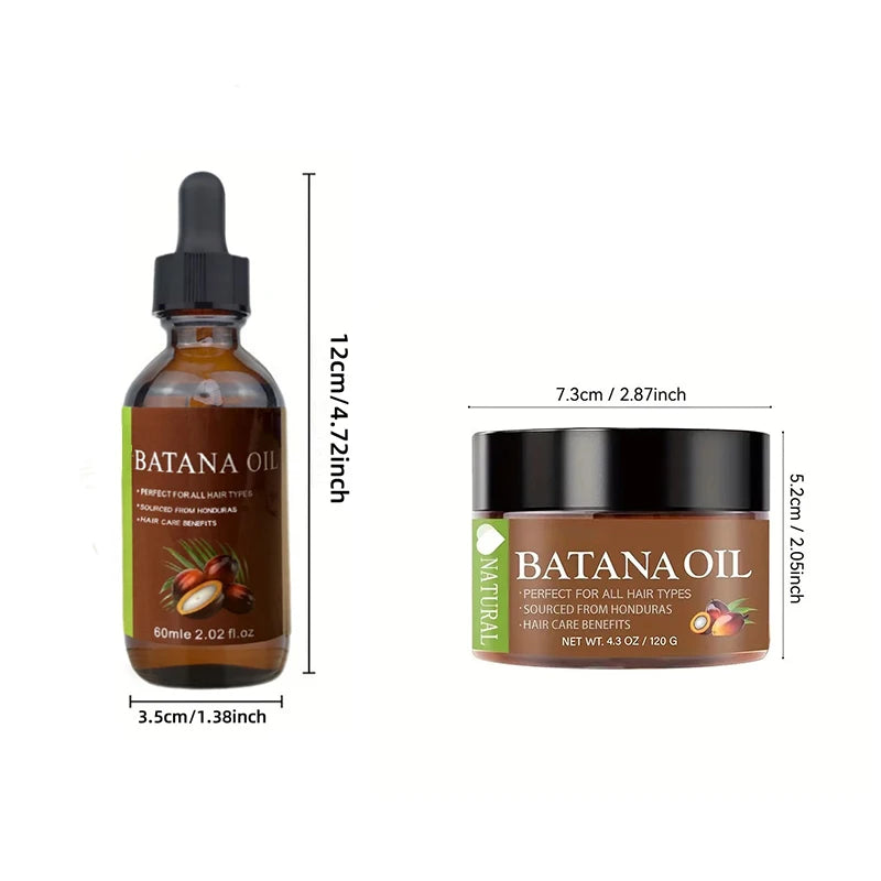 Batana Oil 2Pcs Hair Care Combo Set, Includes 60Ml Dropper Bottle Batana Oil And 120G Jar Batana Oil Paste, Tame Frizzy Hair, Home Hair Care Kit, Suitable For Curly And Straight Hair