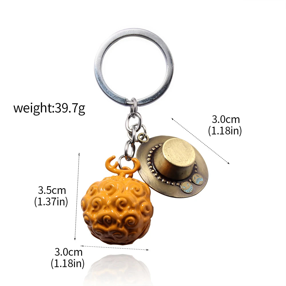 One Piece Luffy Straw Hat Keychain Rotatable Zoro Skull Metal Pendant Role-Playing Decorative Accessories Fan Jewelry Gift