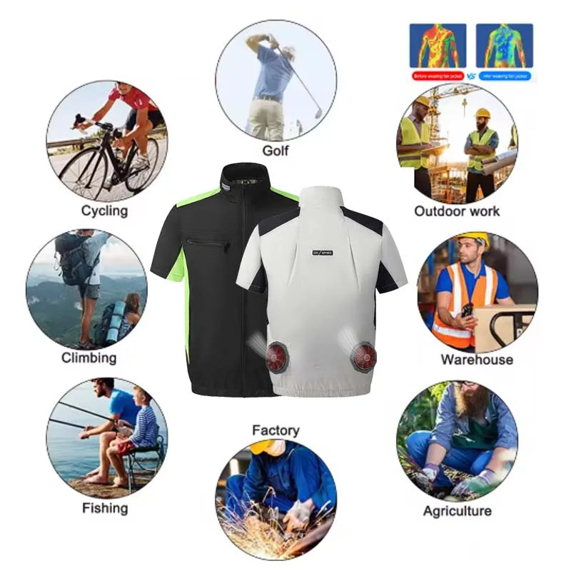 Summer Cooling Vest with Built-in Fan, Sun Protection & Cooling Jacket for Outdoor Fishing, Air Conditioned Clothing for Men and