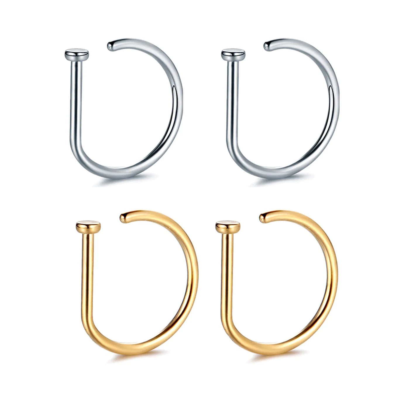 Fake Nose Ring Hoop Lip Labret Ring for Women Non Pierce Hoop Nose Ring  Septum Hoop  Ring Tragus Rook Ring Non Piercing Jewelry