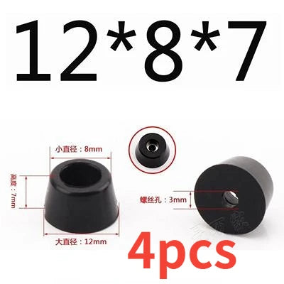 4pc Black Rubber Feet Non-slip Furniture Foot Table Leg Cabinet Bottom Pad for subwoofer Speaker machinery Funiture Accessories