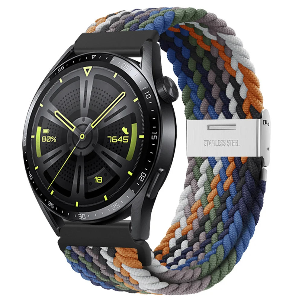 22mm 20mm Nylon Strap For Samsung Galaxy Watch 6 5 4/Gear S3 Magnetic Buckle Metal Adjustment Band For Huawei IWatch 4 GT2/3 Pro